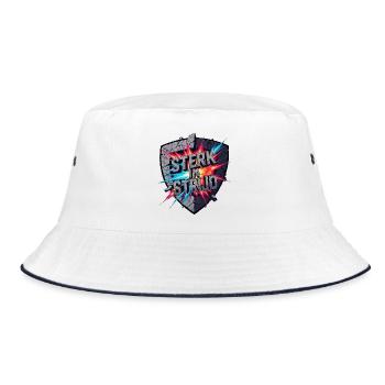Strong in battle - Bucket Hat - white/navy - Front