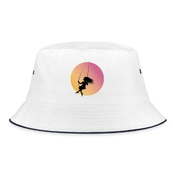 Girl silhouette on swing in sunset - Bucket Hat - white/navy - Front
