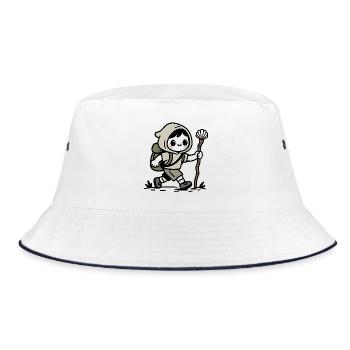 Pilgrim on the Camino de Santiago - Bucket Hat - white/navy - Front