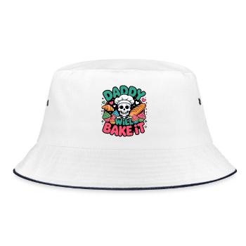 Daddy Will Bake It Skeleton Chef - Bucket Hat - white/navy - Front