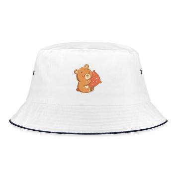 Cuddle Bear and Heart Cushion - Bucket Hat - white/navy - Front