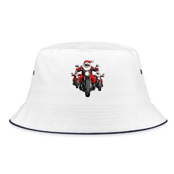 Motorradfahrer Christmas - Bucket Hat - Weiß/Navy - Vorne