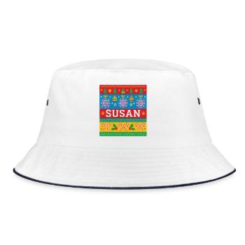 Personalised Susan Christmas Art - Bucket Hat - white/navy - Front