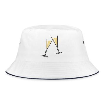 2 Sektgläser (Sekt / Trichter / Offen / 2C) - Bucket Hat - white/navy - Front