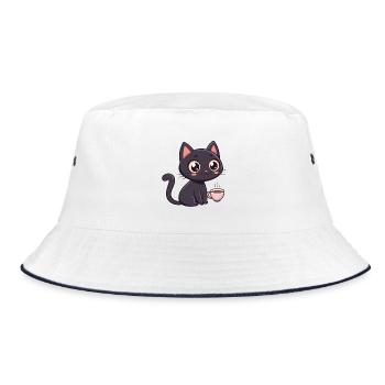 Black Cat Sweet Coffee - Bucket Hat - white/navy - Front