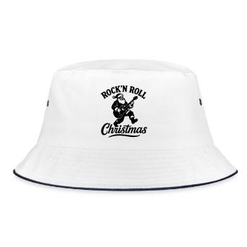 Christmas time Xmas weihnachten rock'n roll Santa - Bucket Hat - Weiß/Navy - Vorne