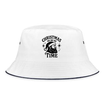 Christmas time Xmas weihnachten rock'n roll Santa  - Bucket Hat - Weiß/Navy - Vorne