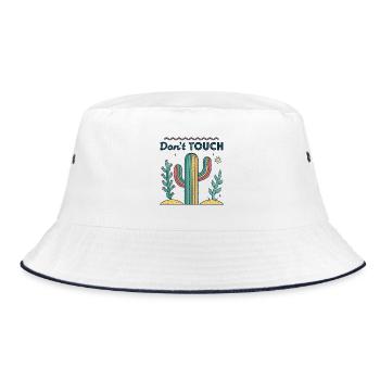 Berühre den Regenbogenkakteen nicht - Bucket Hat - Weiß/Navy - Vorne