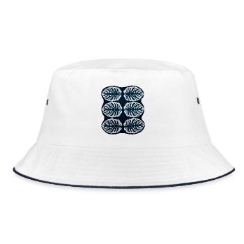 Monstera Variegata Pattern – Tropical Plant Art - Bucket Hat - white/navy - Front