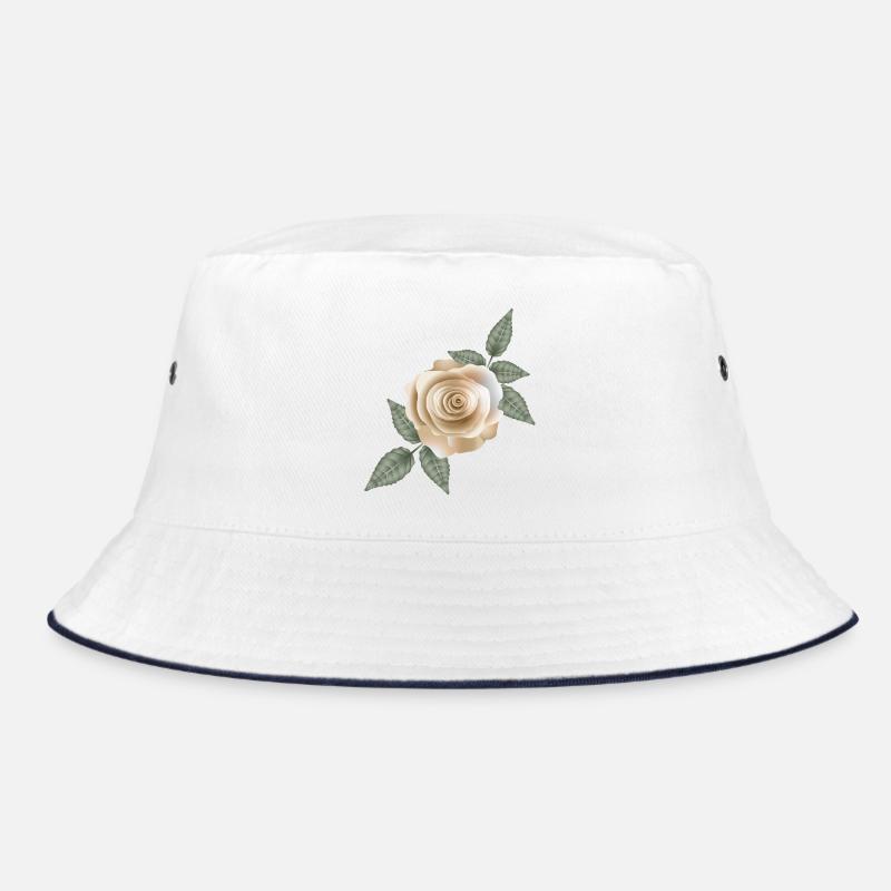 Delicate sand-coloured rose with soft leaf accents Bucket Hat