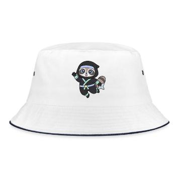 Ninja Waschbär im Ninja-Outfit - Bucket Hat - Weiß/Navy - Vorne