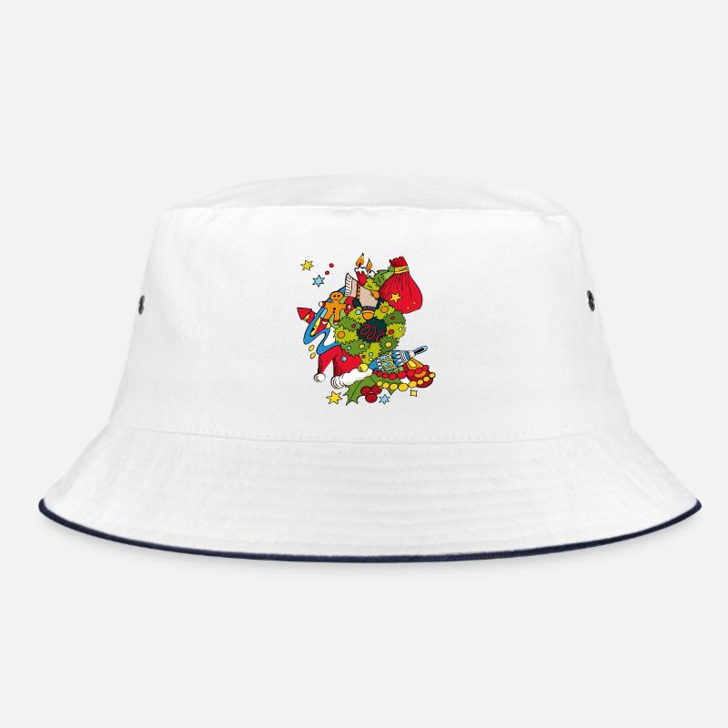 Weihnachtsbild - Bucket Hat - Weiß/Navy