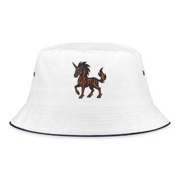 Lava Demon Unicorn with Glowing Fire Cracks - Bucket Hat - white/navy - Front