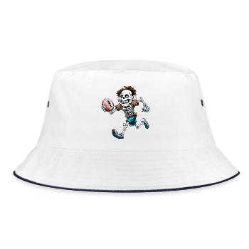 Skelette Rugby / Rugbyspieler Skelett - Bucket Hat - Weiß/Navy - Vorne