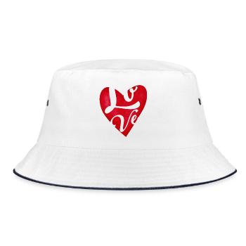 Liebesrotes Herz – Liebesgeschenk - Bucket Hat - Weiß/Navy - Vorne