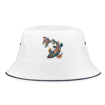 Color Whirlwind Pattern - Bucket Hat - white/navy - Front
