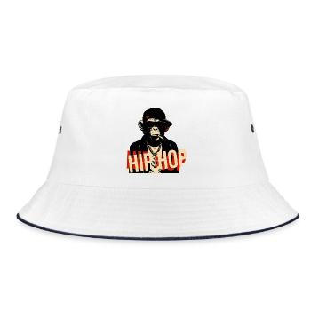 Hip Hop Chimp Bling Icon - Bucket Hat - white/navy - Front