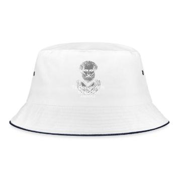 Aristoteles-Zitat: Wahrnehme zu leiden - Bucket Hat - Weiß/Navy - Vorne