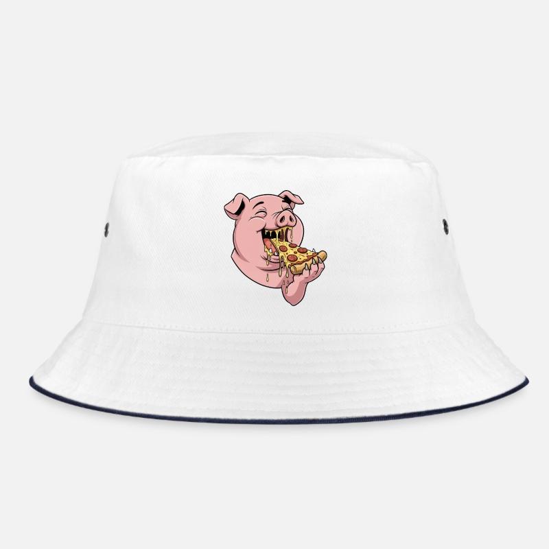 Dessin animé Drôle de cochon mangeant de la pizza Fast Food Bob