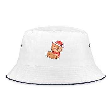 Welpen-Weihnachtshut-Schal - Bucket Hat - Weiß/Navy - Vorne