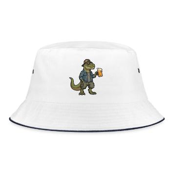 Dino beer drinker in denim - Bucket Hat - white/navy - Front