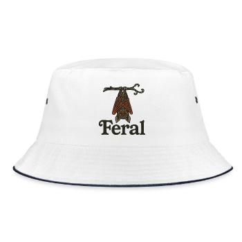 Wilde Fledermauswappen Vintage-Illustration - Bucket Hat - Weiß/Navy - Vorne