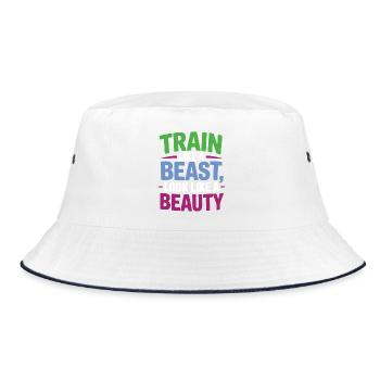 Train like a beast, look like a beauty - Bucket Hat - white/navy - Front