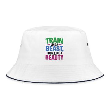 Train like a beast, look like a beauty - Bucket Hat - white/navy - Front
