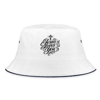 Jesus Loves You Proverb - Bucket Hat - white/navy - Front