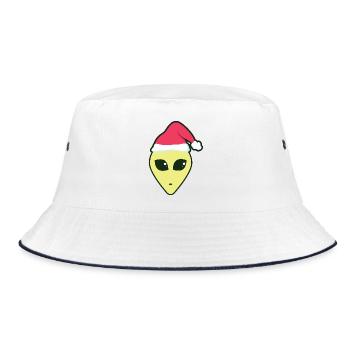 alien_santa - Bucket Hat - Weiß/Navy - Vorne