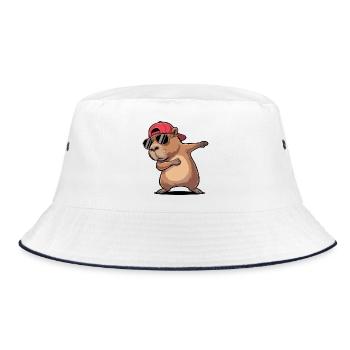 Cool Capybara Dabbing - Bucket Hat - white/navy - Front
