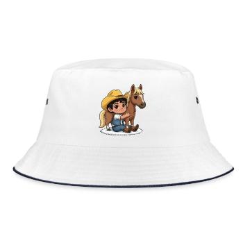 Kleiner Cowboy und Pferdefreund - Bucket Hat - Weiß/Navy - Vorne