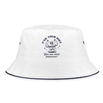 auf deine Diät - Bucket Hat - Weiß/Navy - Vorne