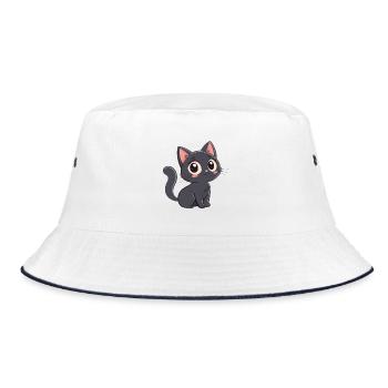 Chaton Noir Mignon Cartoon - Bob - blanc/marine - Devant