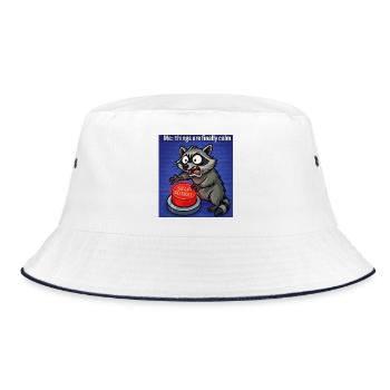Raccoon Self-Destruct Meme - Bucket Hat - white/navy - Front
