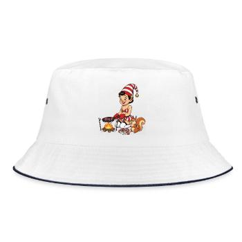 Leprechaun-Mädchen backt Pilze - Bucket Hat - Weiß/Navy - Vorne