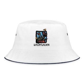 Wildflower Bloom with Bees - Bucket Hat - white/navy - Front