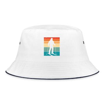 Skiing Skiers ski - Bucket Hat - white/navy - Front