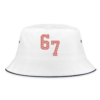 6 7 – Trendy minimalist text design, - Bucket Hat - white/navy - Front