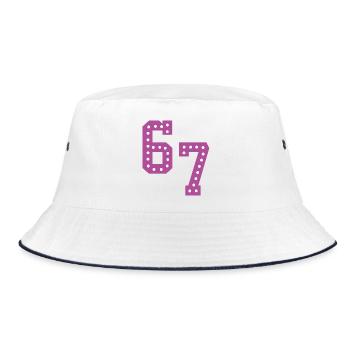 6 7 – Trendy minimalist text design, - Bucket Hat - white/navy - Front