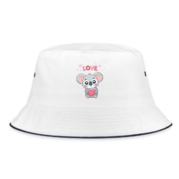 Koalaherz, süße Liebe, Pastell, - Bucket Hat - Weiß/Navy - Vorne