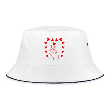 Finger Heart Love – Dessin minimaliste en lignes rouges - Bob - blanc/marine - Devant