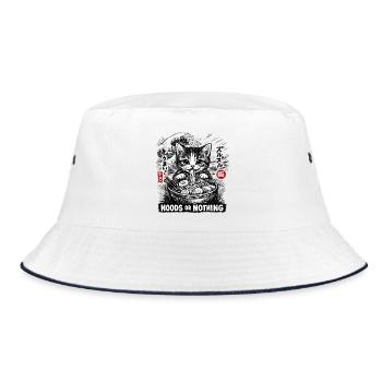 Katzen ramen: Noods or Nothing - Bucket Hat - Weiß/Navy - Vorne