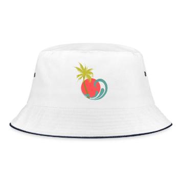 Tropischer Palmenstrand Sonne und Wellen - Bucket Hat - Weiß/Navy - Vorne
