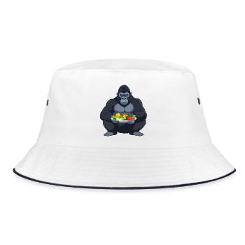 Gorilla with vegetable platter funny animal motif - Bucket Hat - white/navy - Front