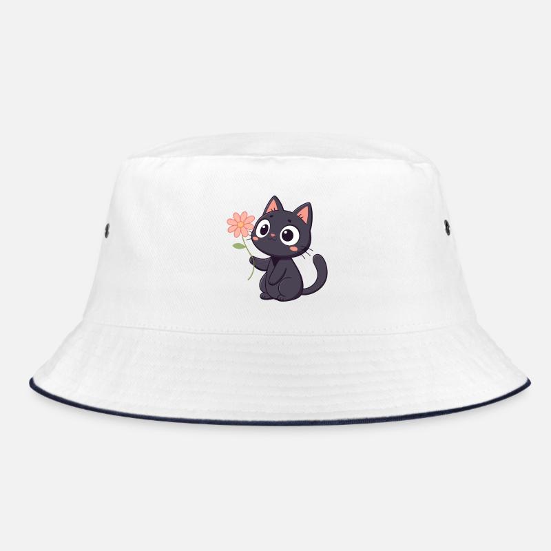 Chat noir kawaii avec fleur Bob