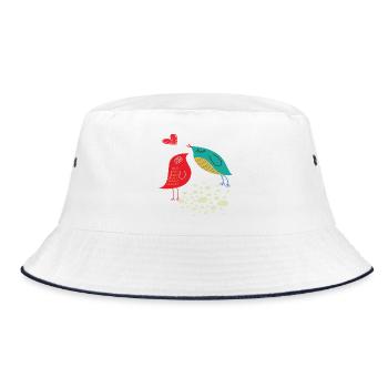 verliebte Vögel - Bucket Hat - Weiß/Navy - Vorne