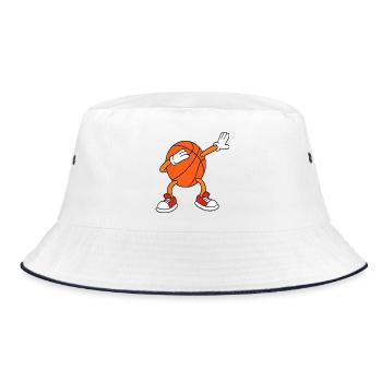 Basketball Dabbing Cartoon lustiges Sportdesign - Bucket Hat - Weiß/Navy - Vorne