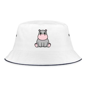 Bébé hippopotame mignon assis à Kawaii - Bob - blanc/marine - Devant
