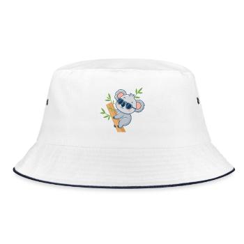 Koala auf Casual Bambus - Bucket Hat - Weiß/Navy - Vorne